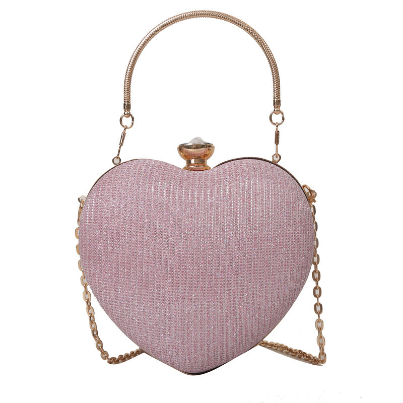 Wholesale Heart-shaped bag cute girl handbag crossbody evening bag chain bag